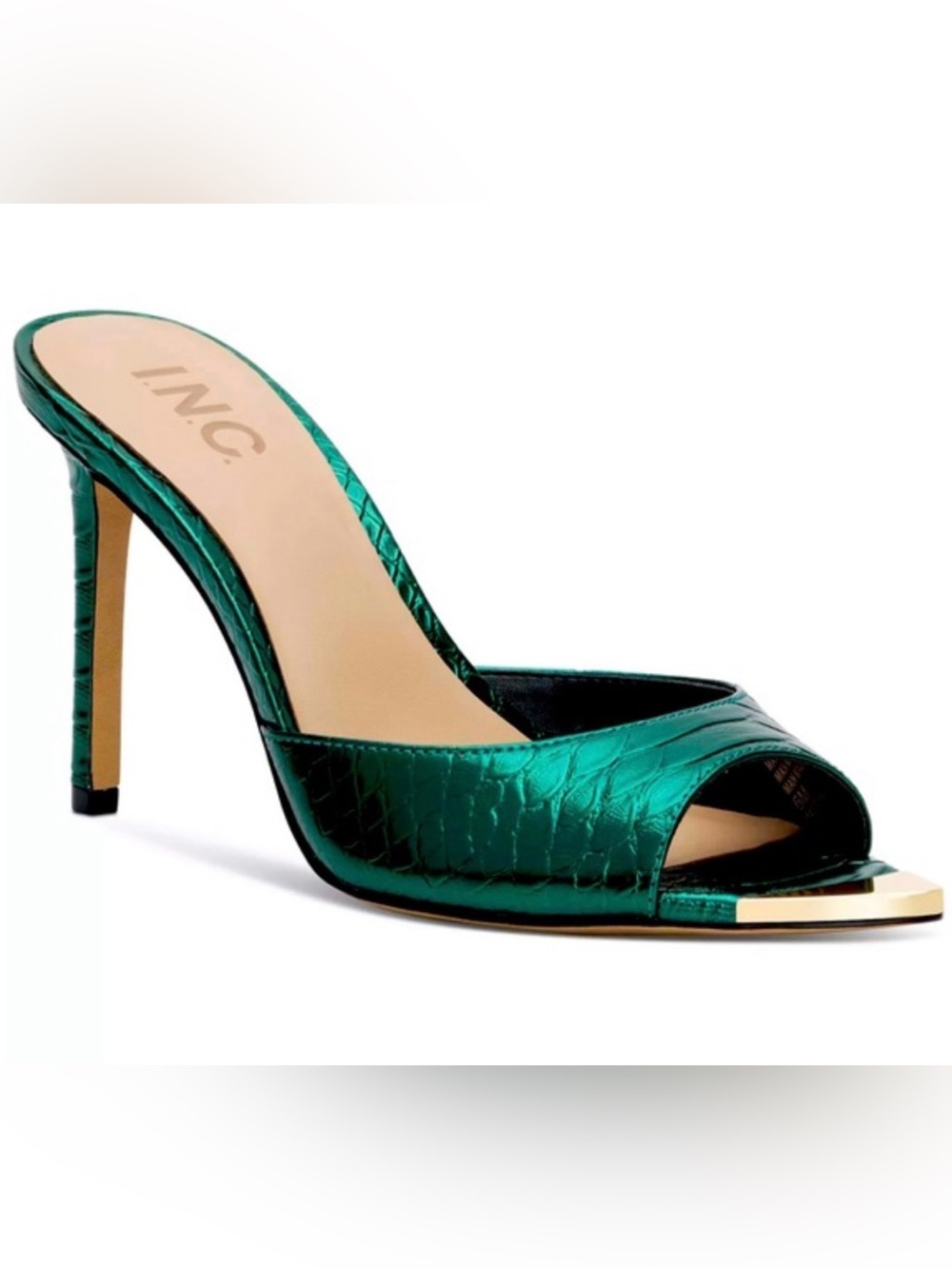 INC 
Amra Dress Slide Sandals,Emerald Snake Print